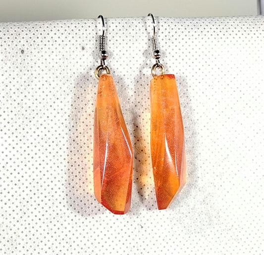 Orange crystal resin earrings