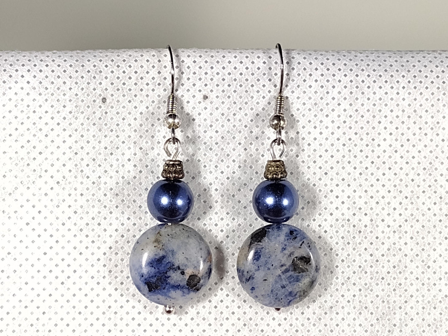Drop/dangle earrings with sodalite, 925 sterling silver