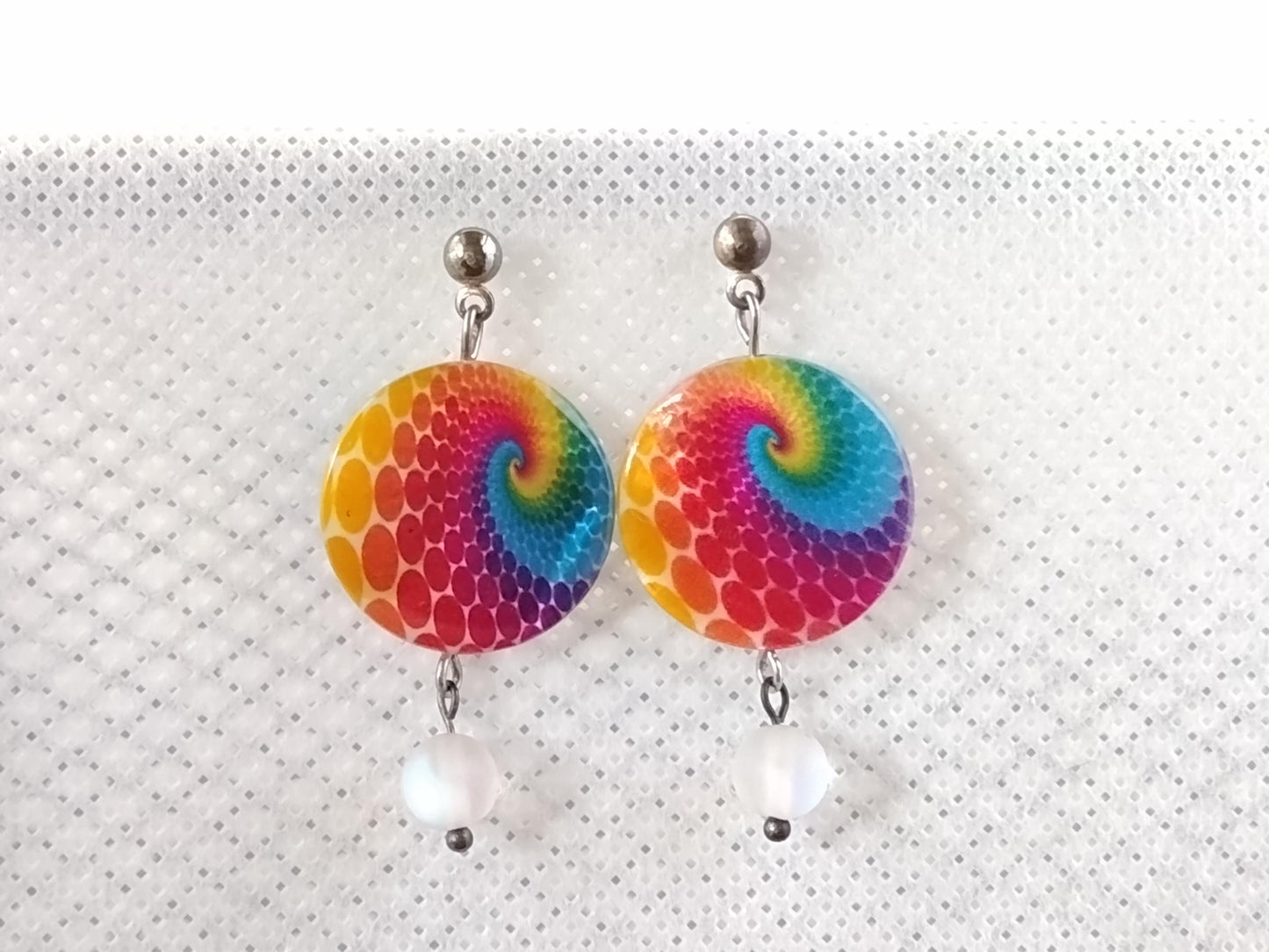 Tie-dye glass bead earrings