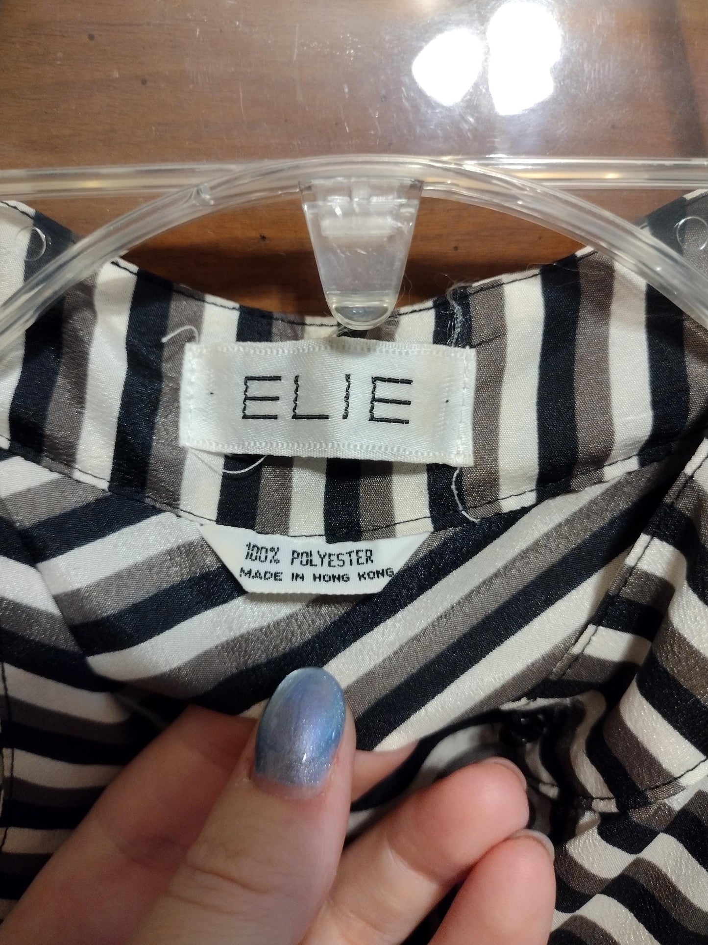 Vintage striped long sleeve blouse with cravat/ruffle