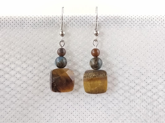 Tiger's eye dangle earrings