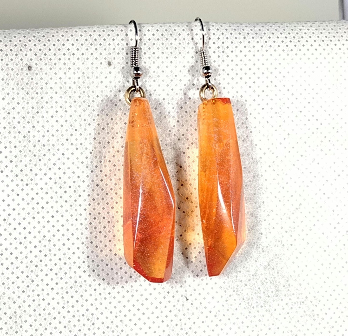 Orange crystal resin earrings