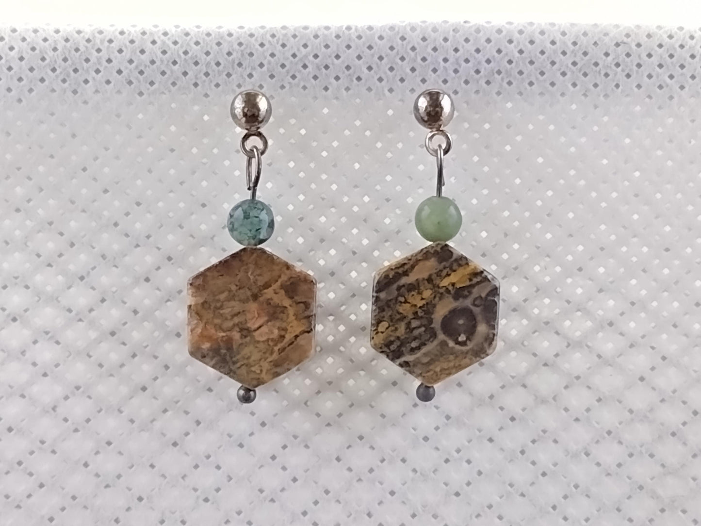Semi precious stone earrings with small green aventurine beads