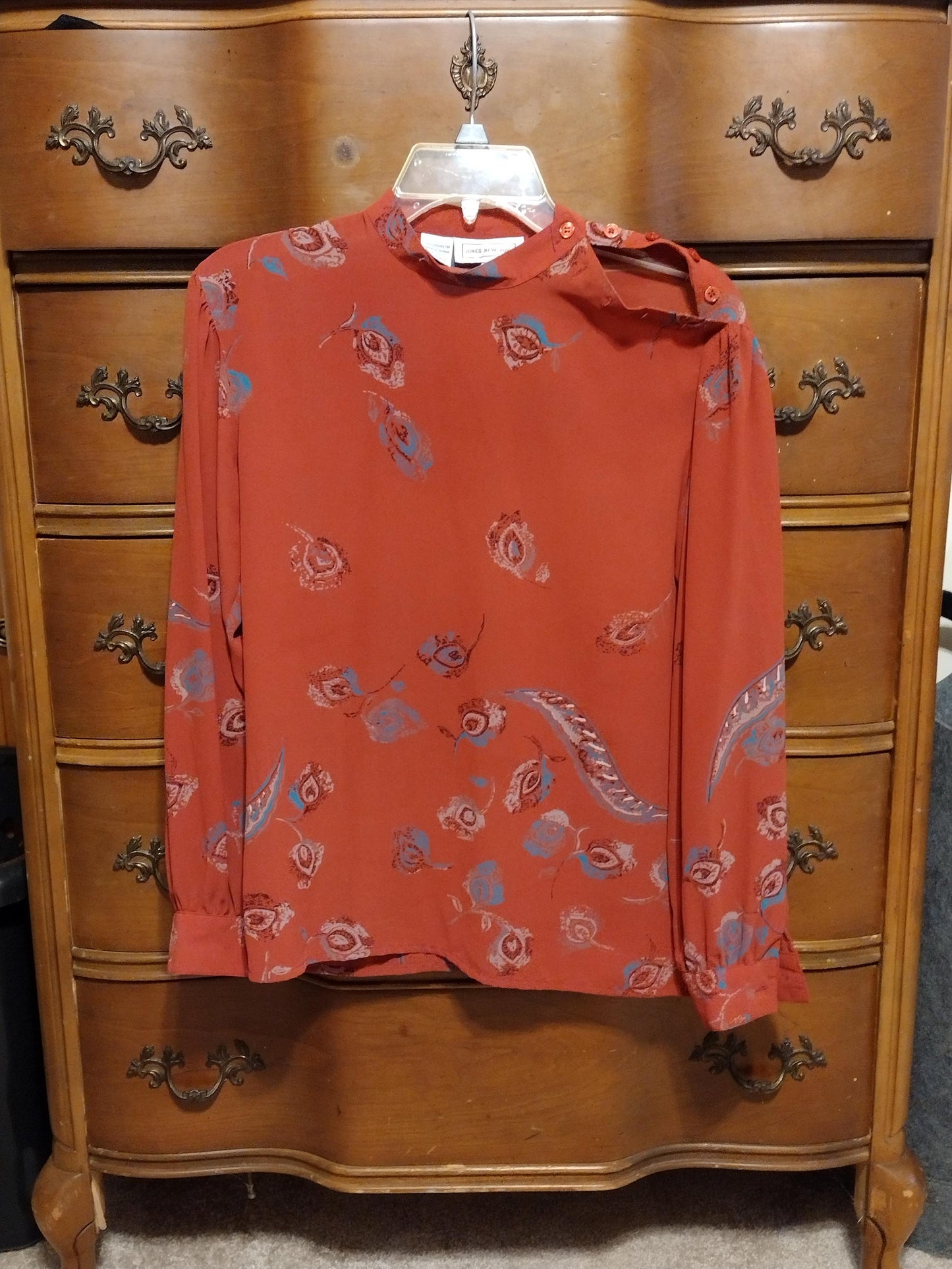 Vintage red printed blouse