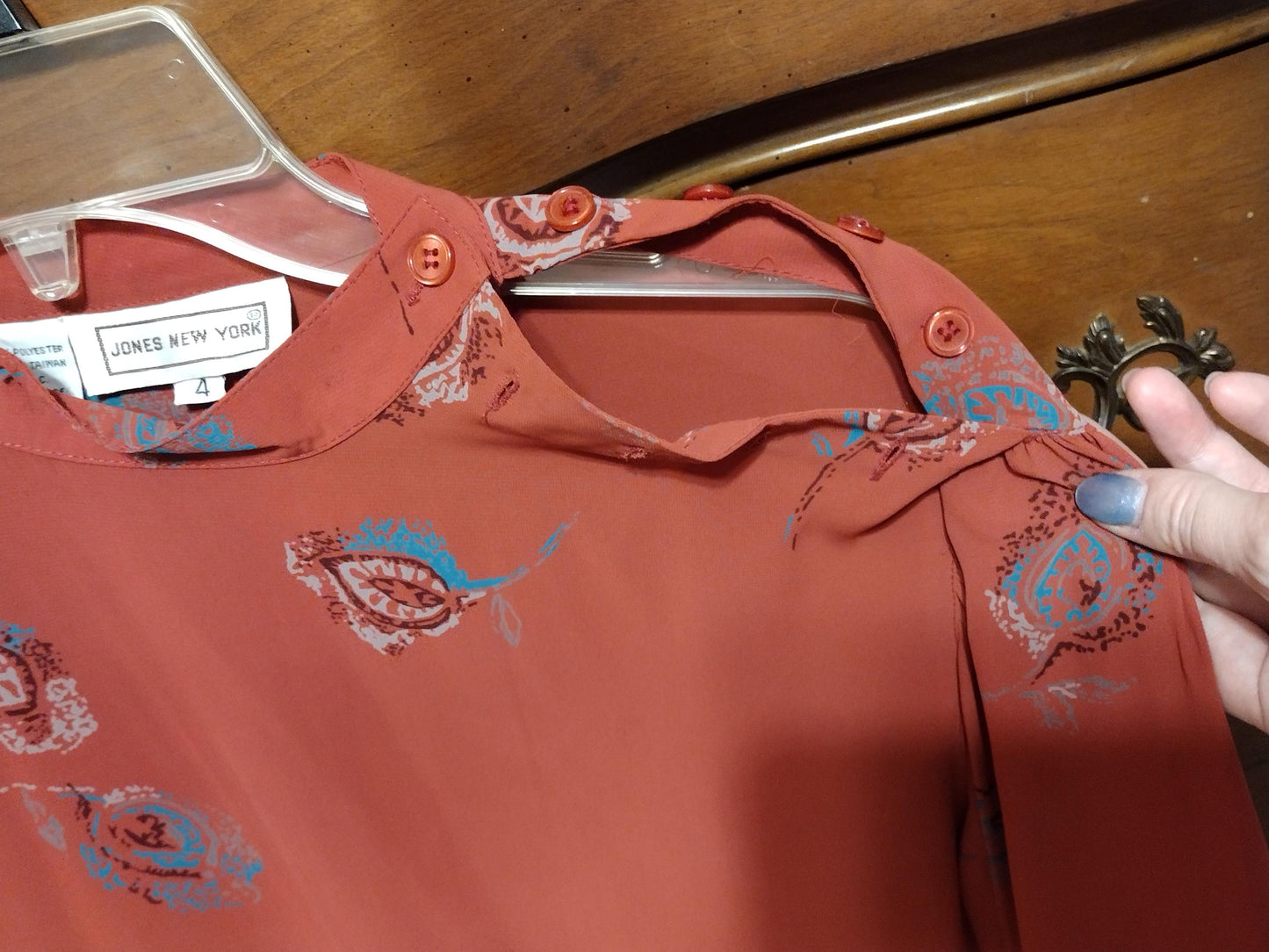 Vintage red printed blouse