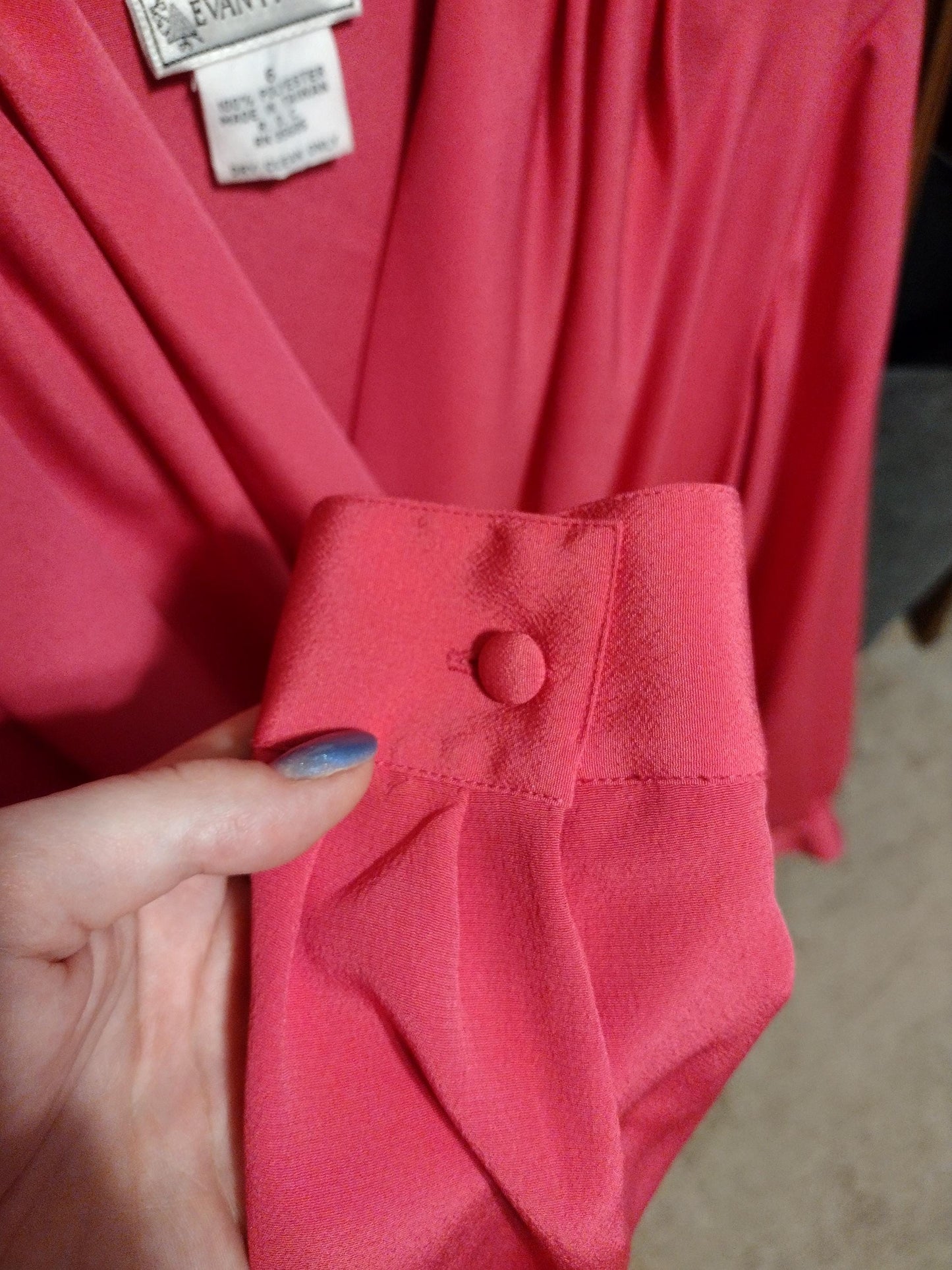 Vintage bright pink long sleeve wrap blouse