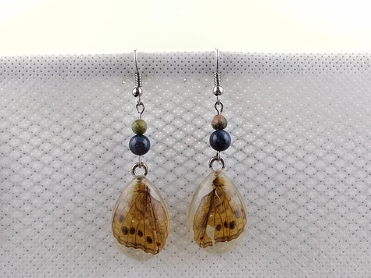 Long butterfly wing resin earrings