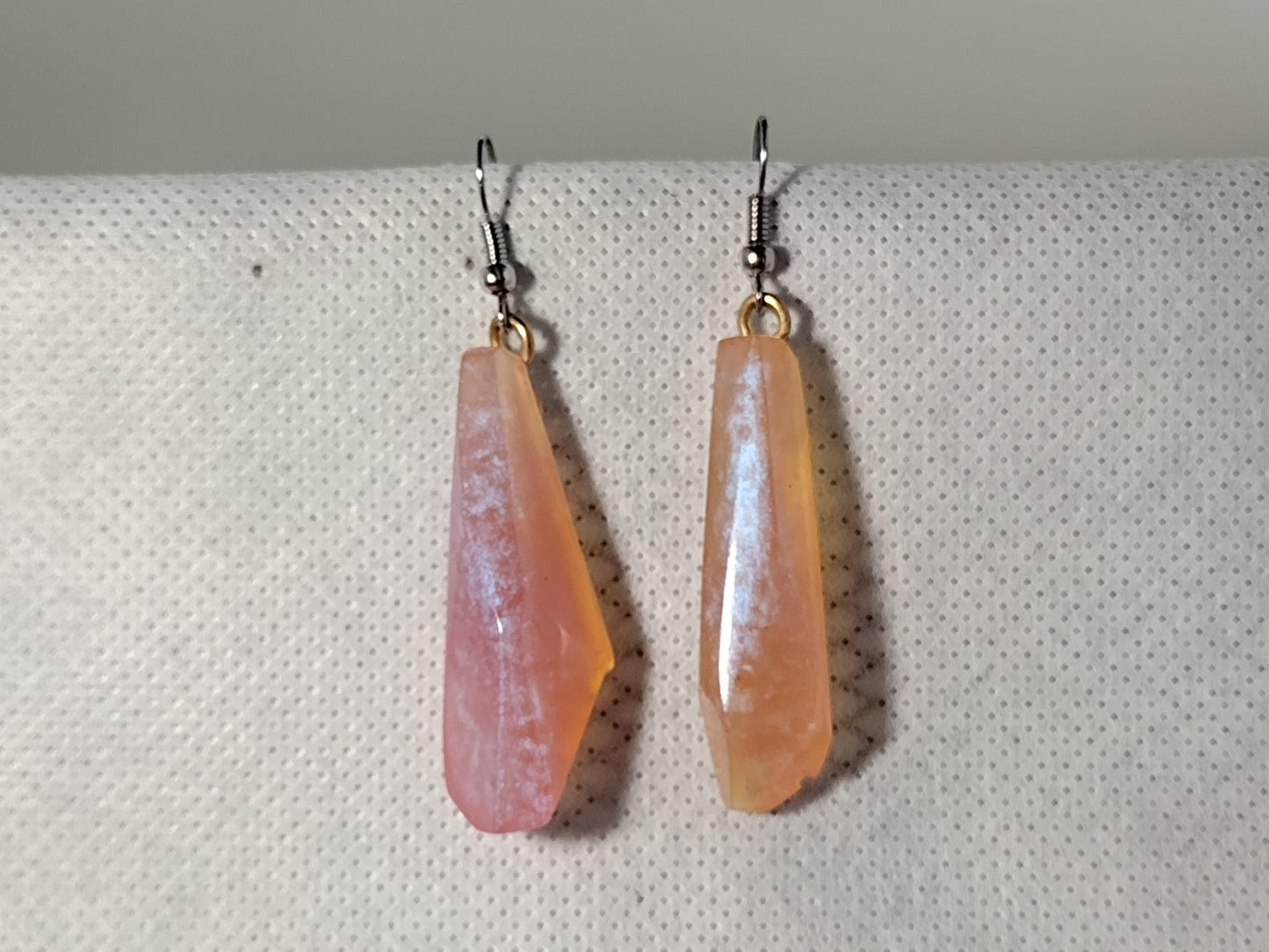 Shimmery pink resin crystal earrings
