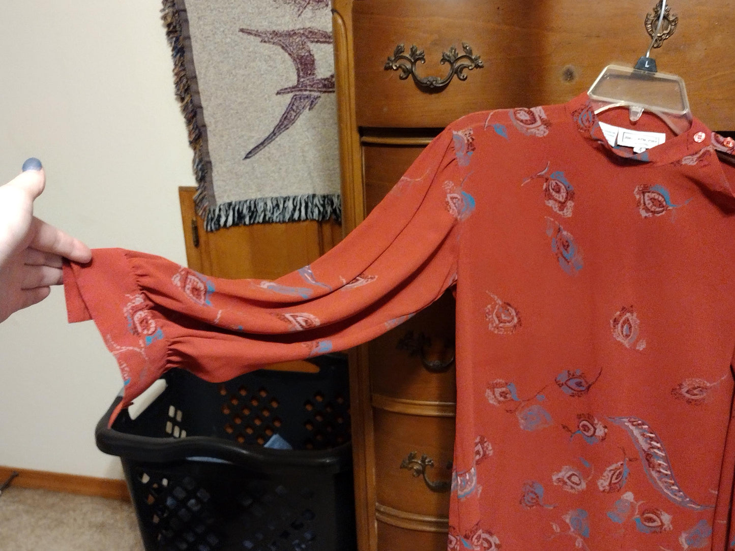 Vintage red printed blouse
