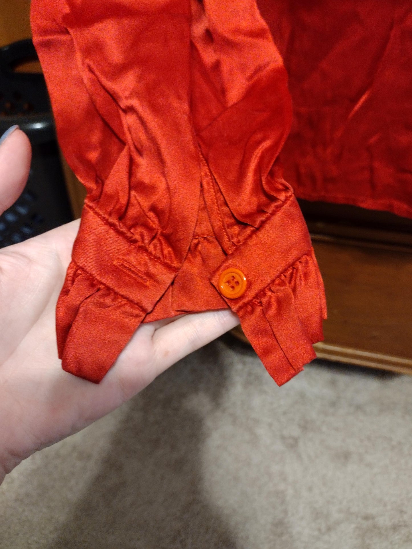 Vintage red silk button up blouse