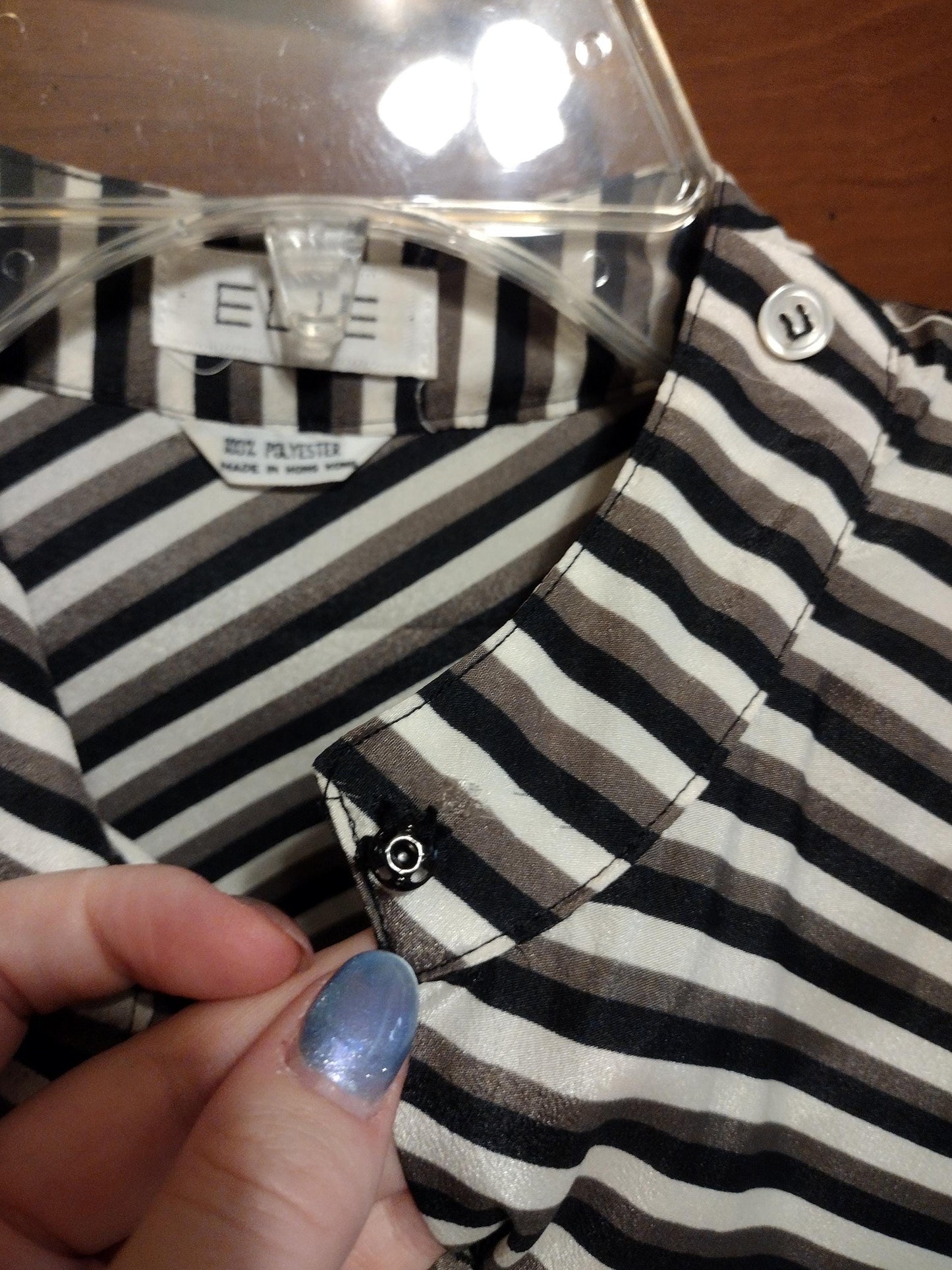 Vintage striped long sleeve blouse with cravat/ruffle