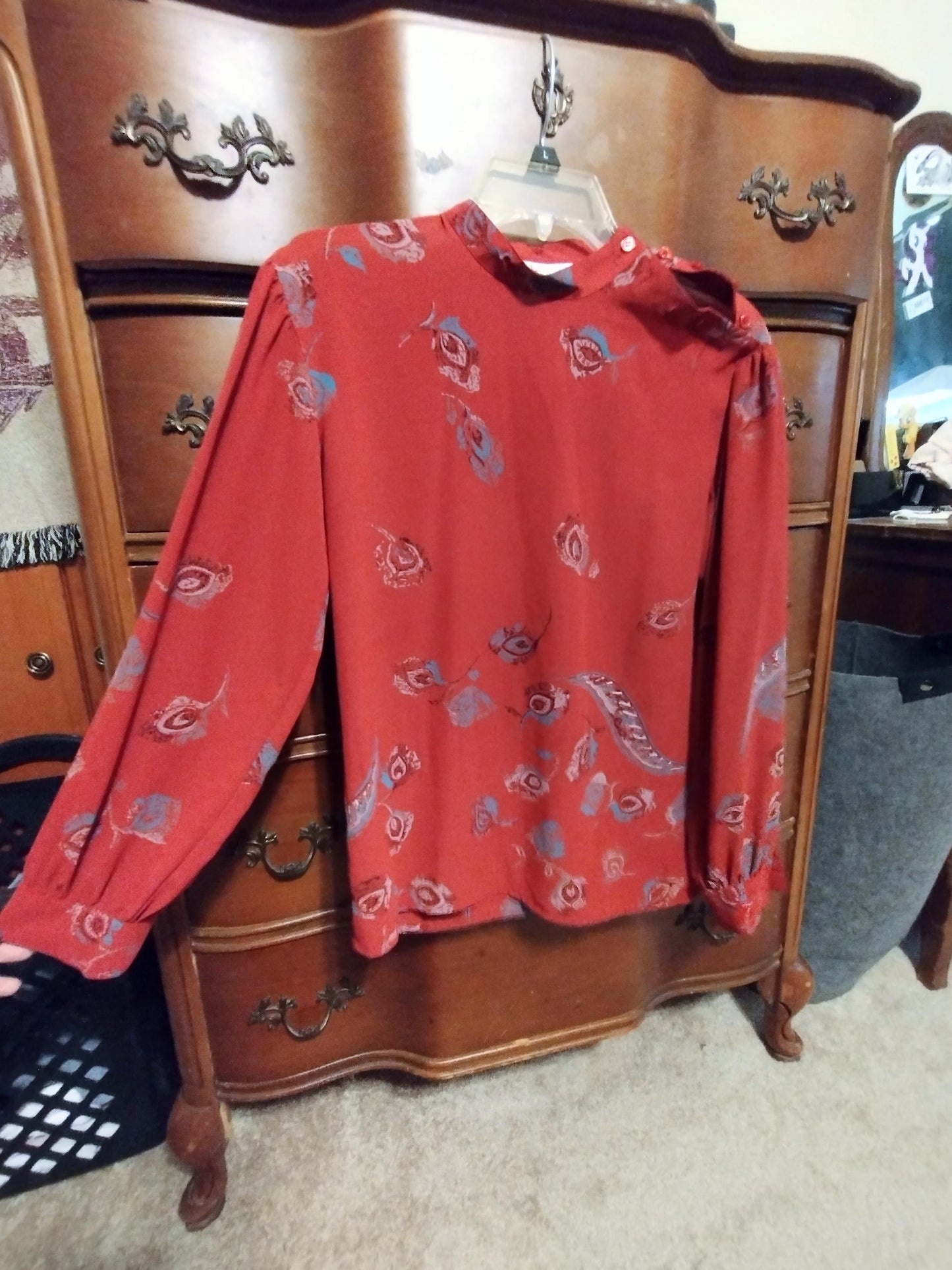 Vintage red printed blouse