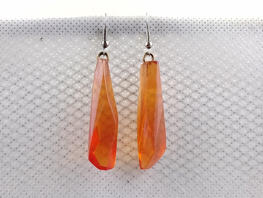 Orange crystal resin earrings