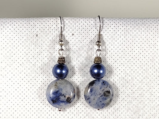 Drop/dangle earrings with sodalite, 925 sterling silver