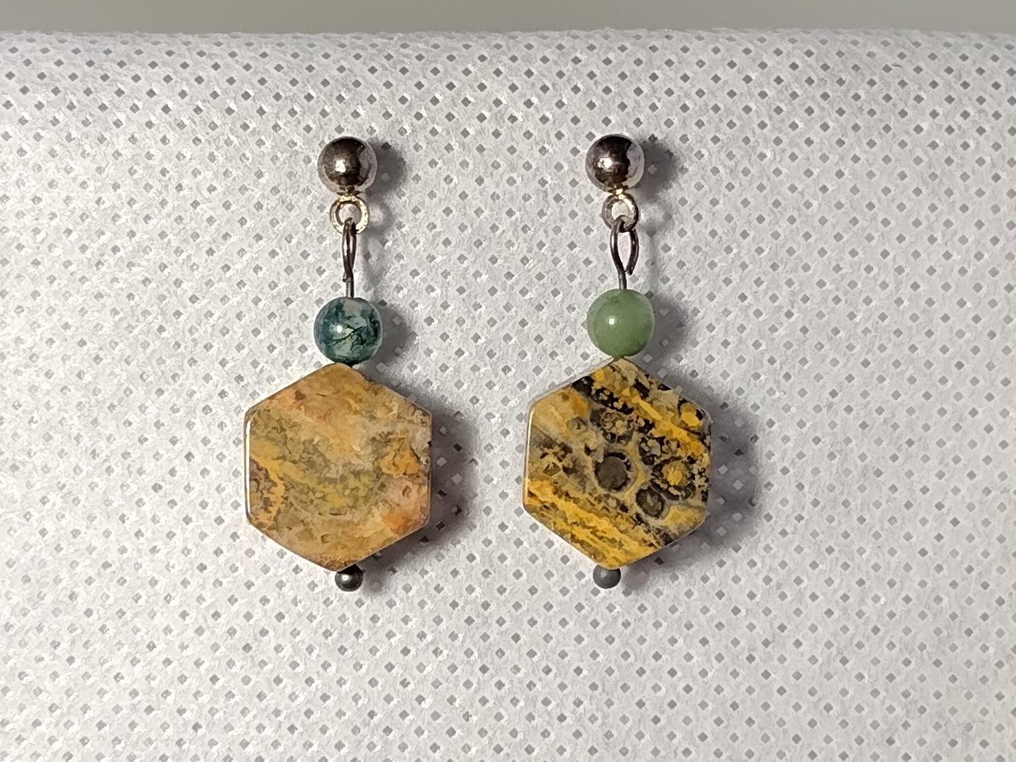 Semi precious stone earrings with small green aventurine beads