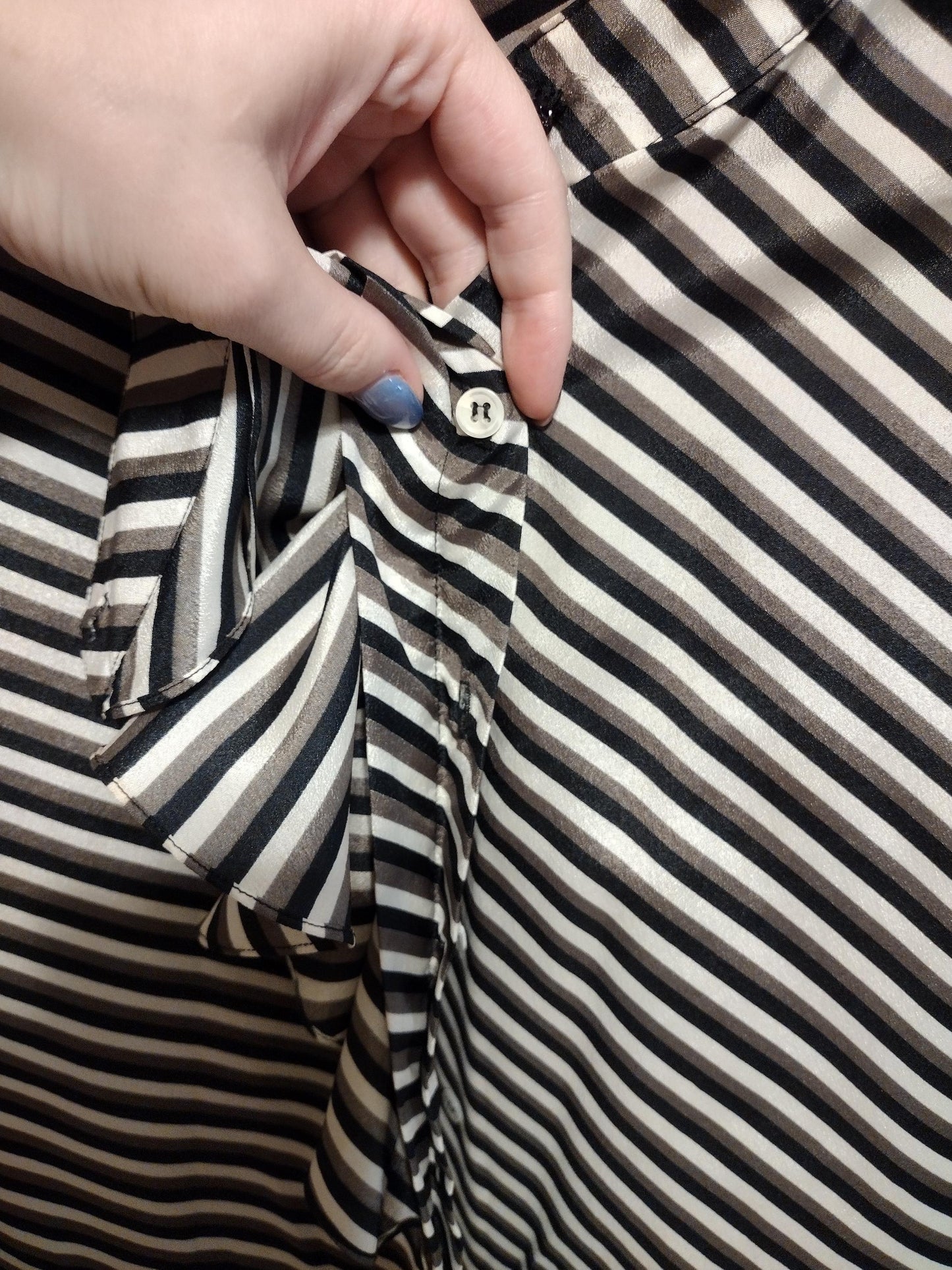 Vintage striped long sleeve blouse with cravat/ruffle