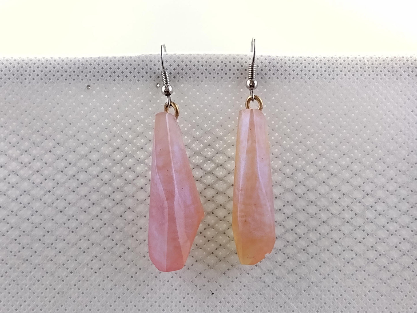 Shimmery pink resin crystal earrings