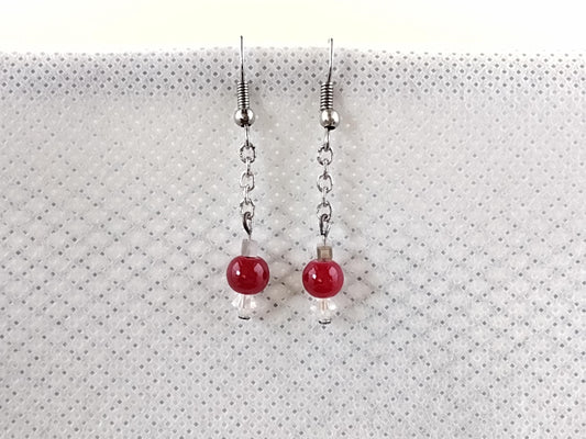Red glass bead earrings